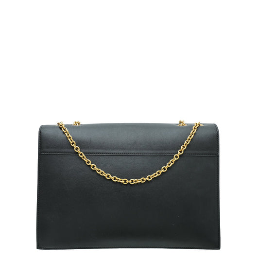 Celine Black Pocket Envelope Flap Chain Medium Bag