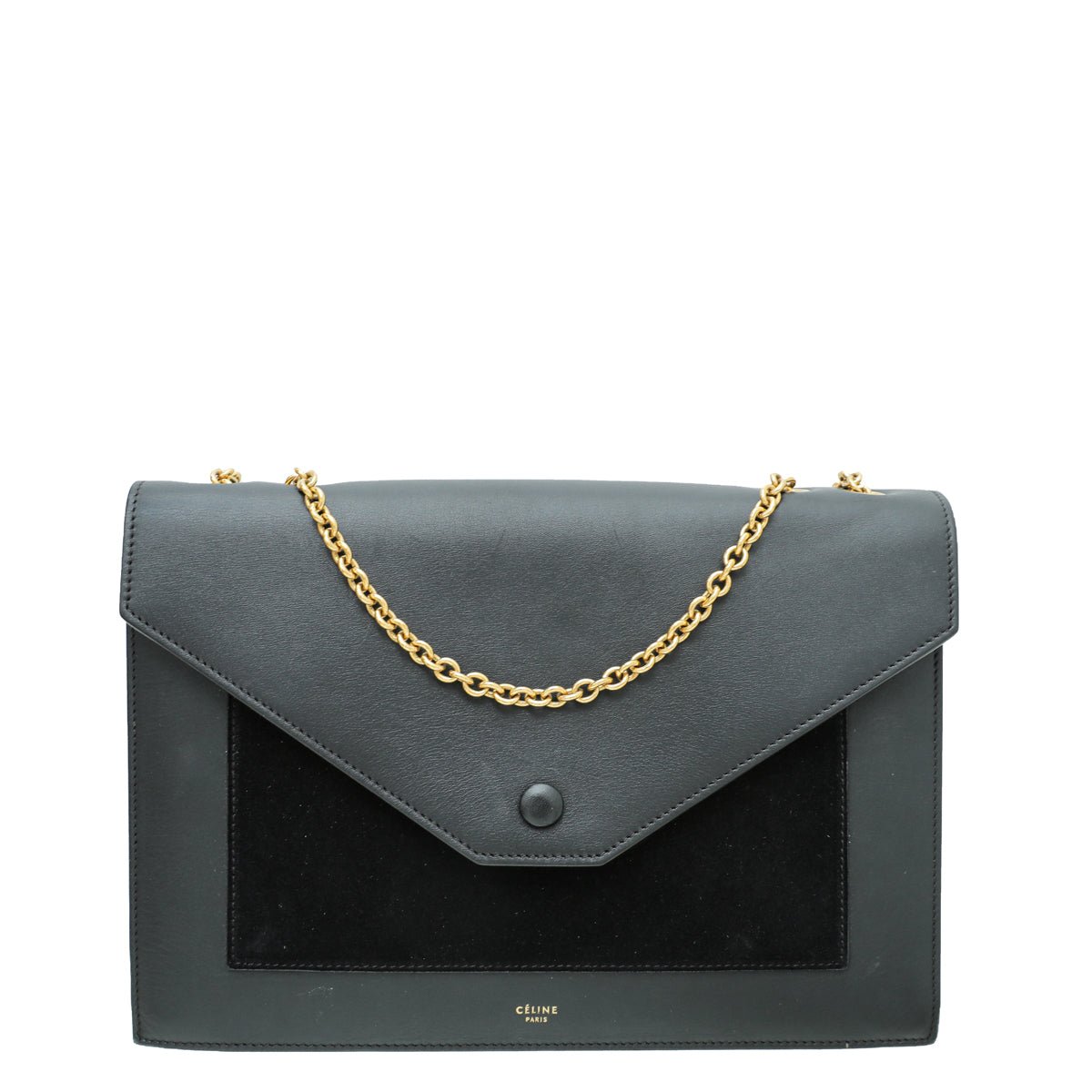 Celine Black Pocket Envelope Flap Chain Medium Bag