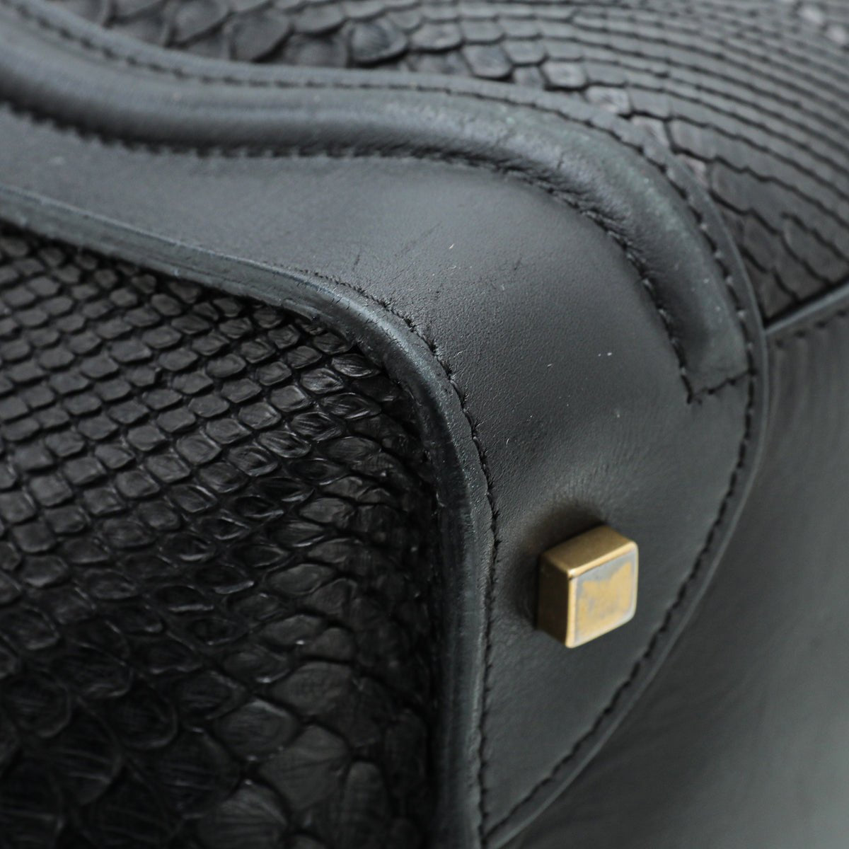 Celine Black Python Mini Luggage Bag