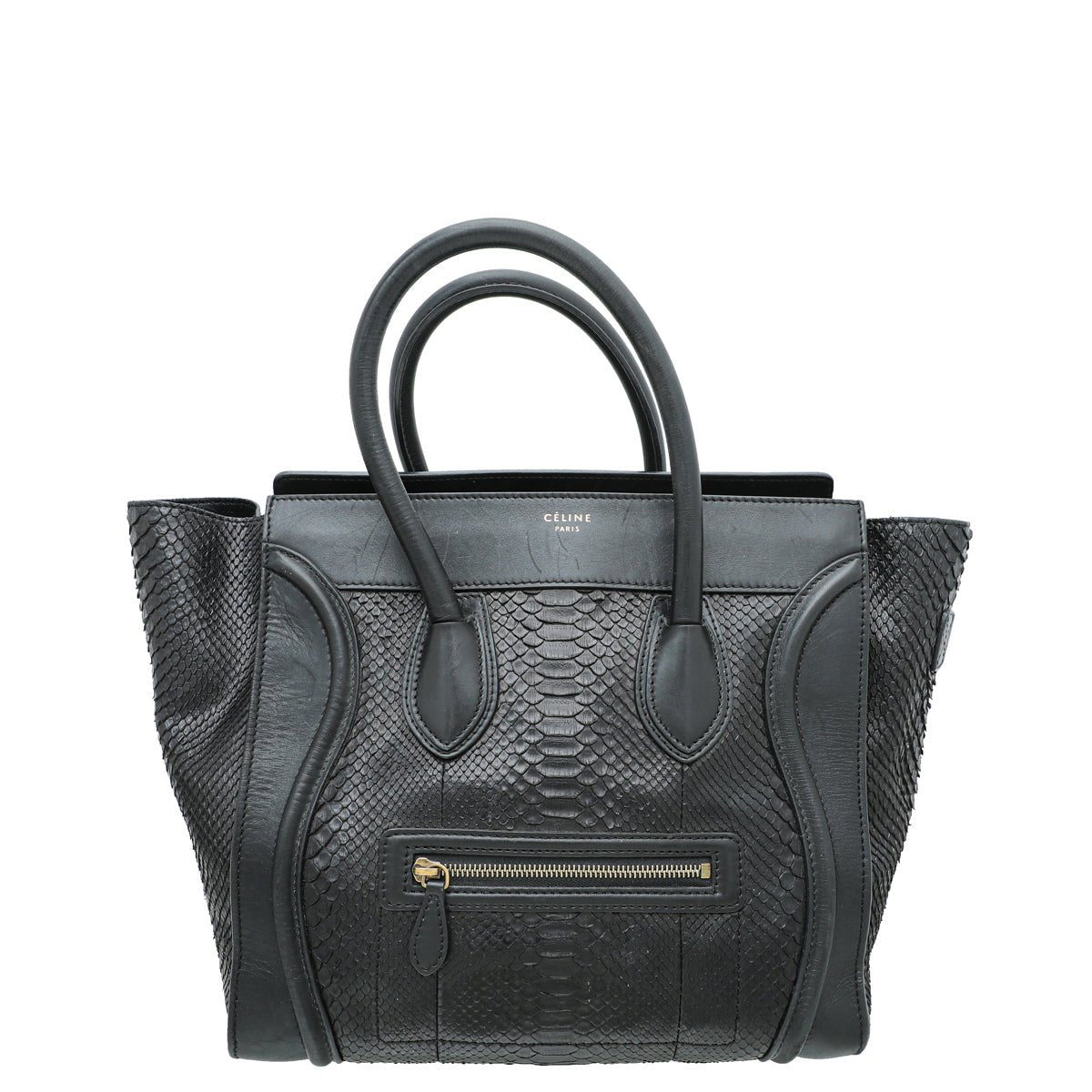 Celine Black Python Mini Luggage Bag