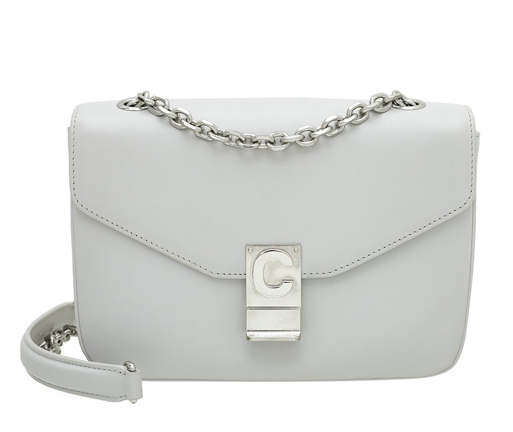 Celine Light Gray C Flap Bag Medium