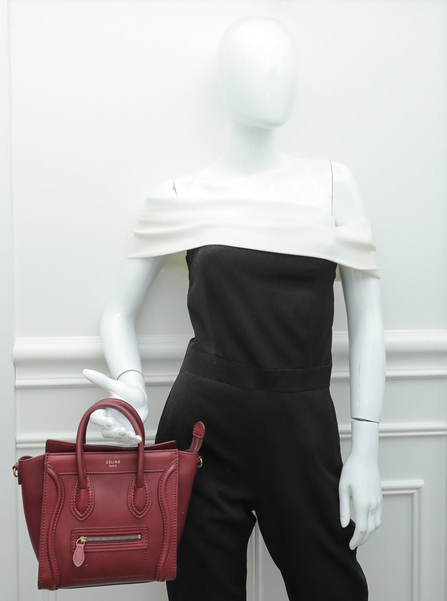 Celine Maroon Nano Luggage Bag