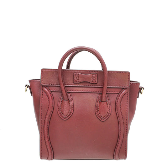 Celine Maroon Nano Luggage Bag