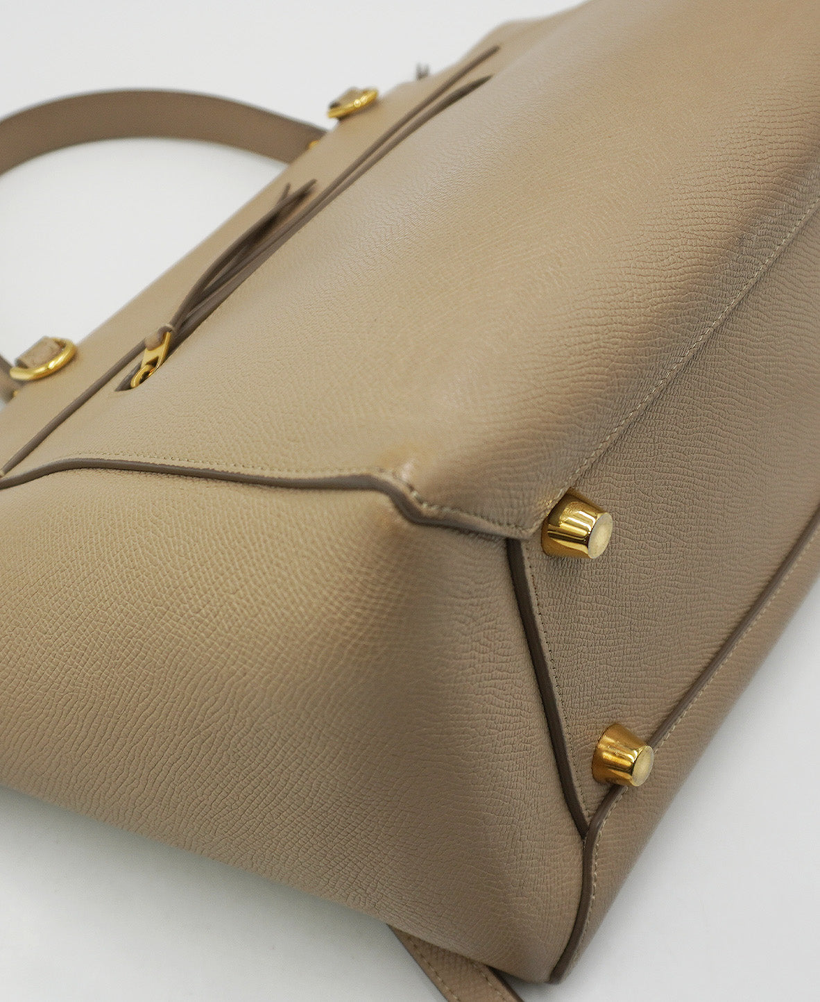 Mini Belt Bag in Grained Leather Cream