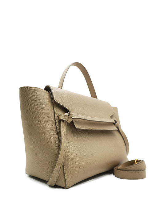 Mini Belt Bag in Grained Leather Cream