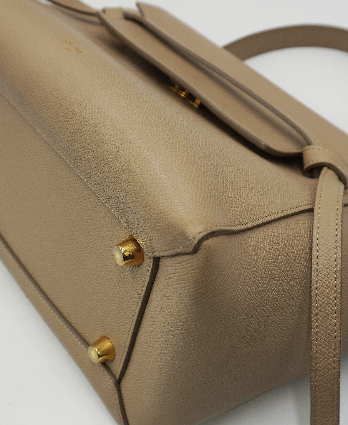 Mini Belt Bag in Grained Leather Cream