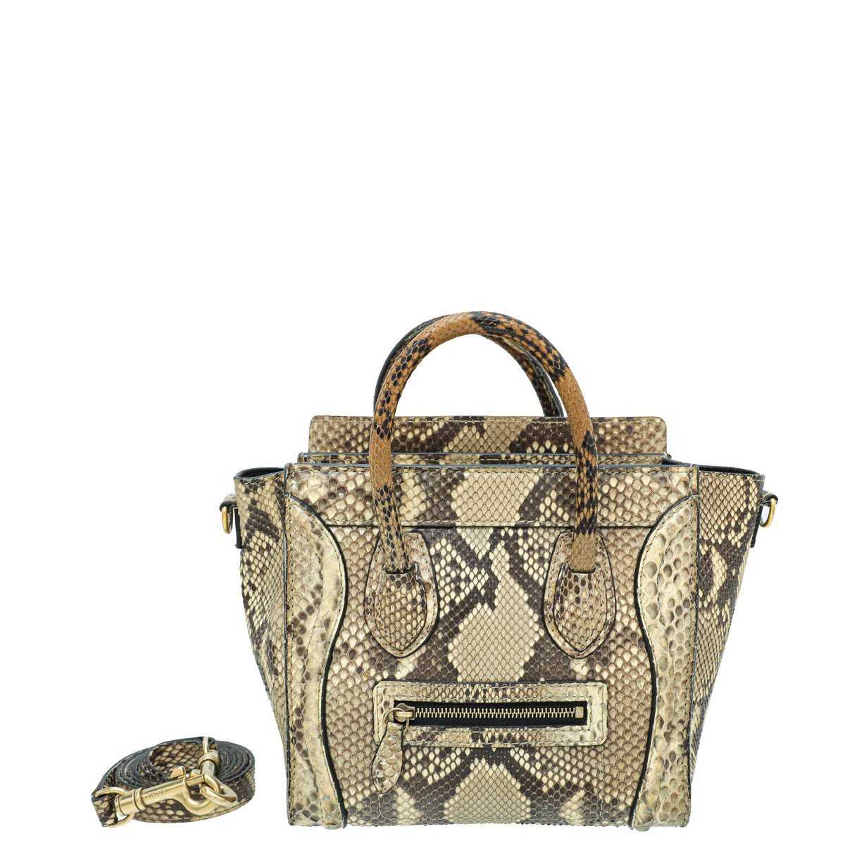 Celine Natural Beige Full Python Nano Luggage Bag