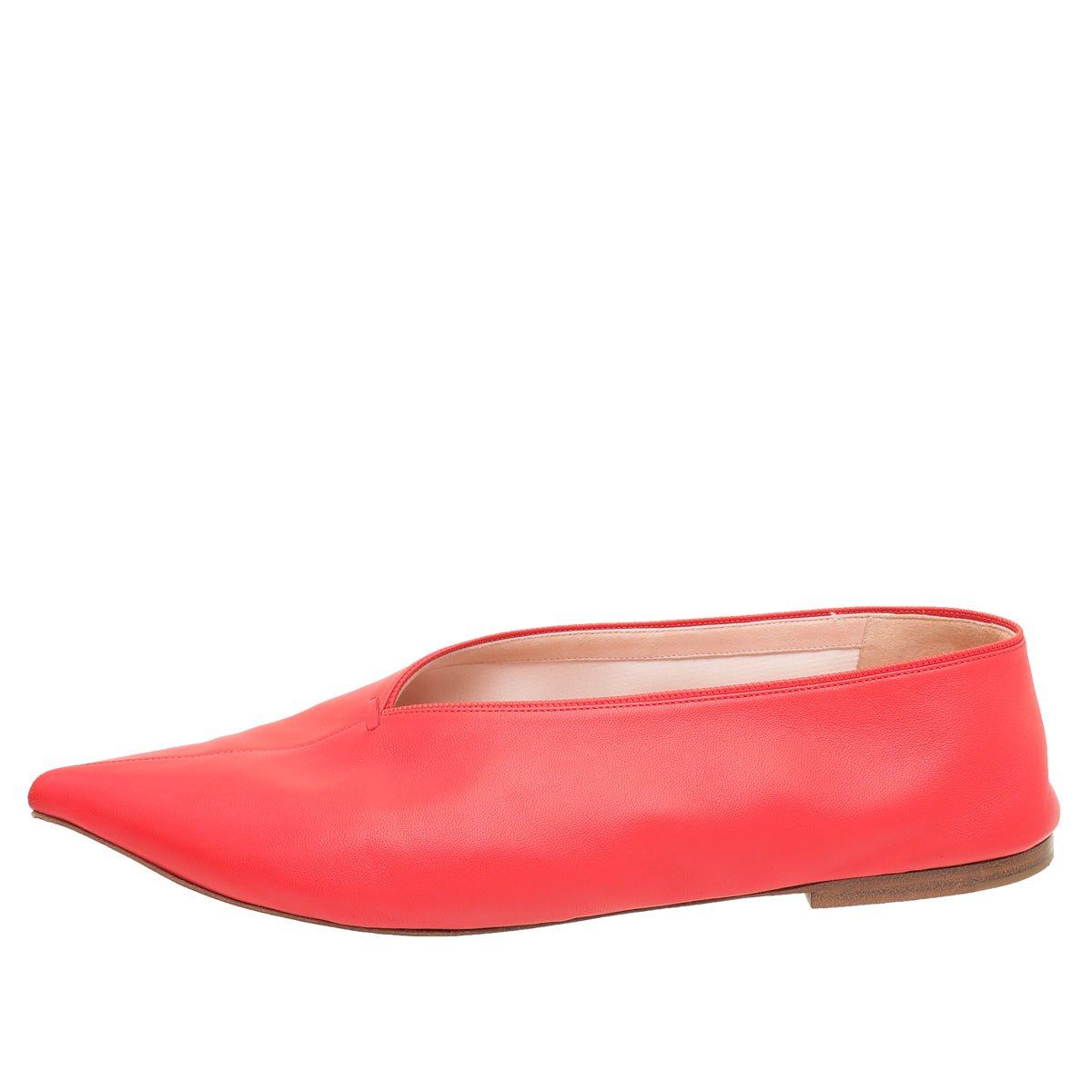 Celine Red Pointed V Neck Flat Ballerina 39