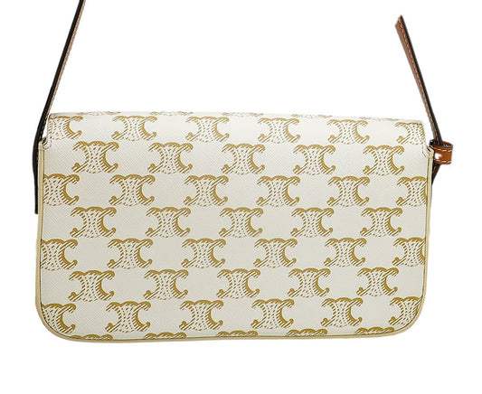 Celine White Triomphe Flap Shoulder Bag