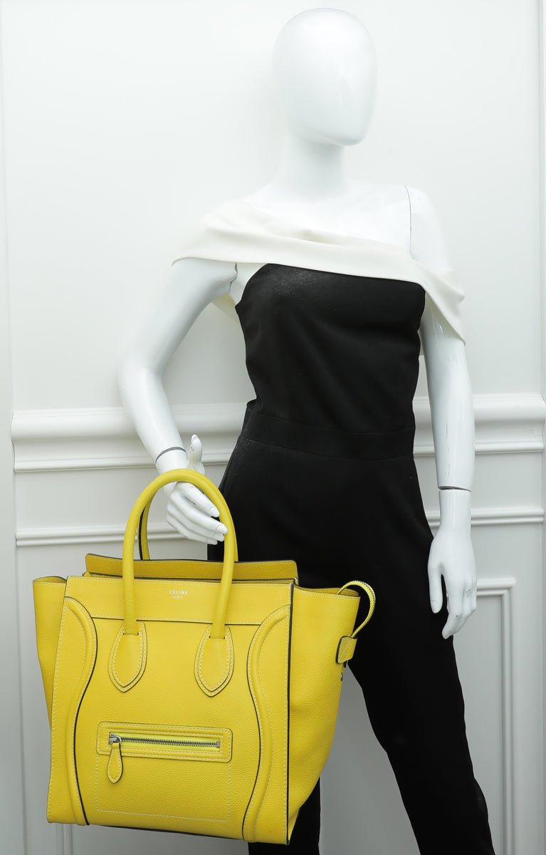 Celine Yellow Luggage Grained Mini Bag