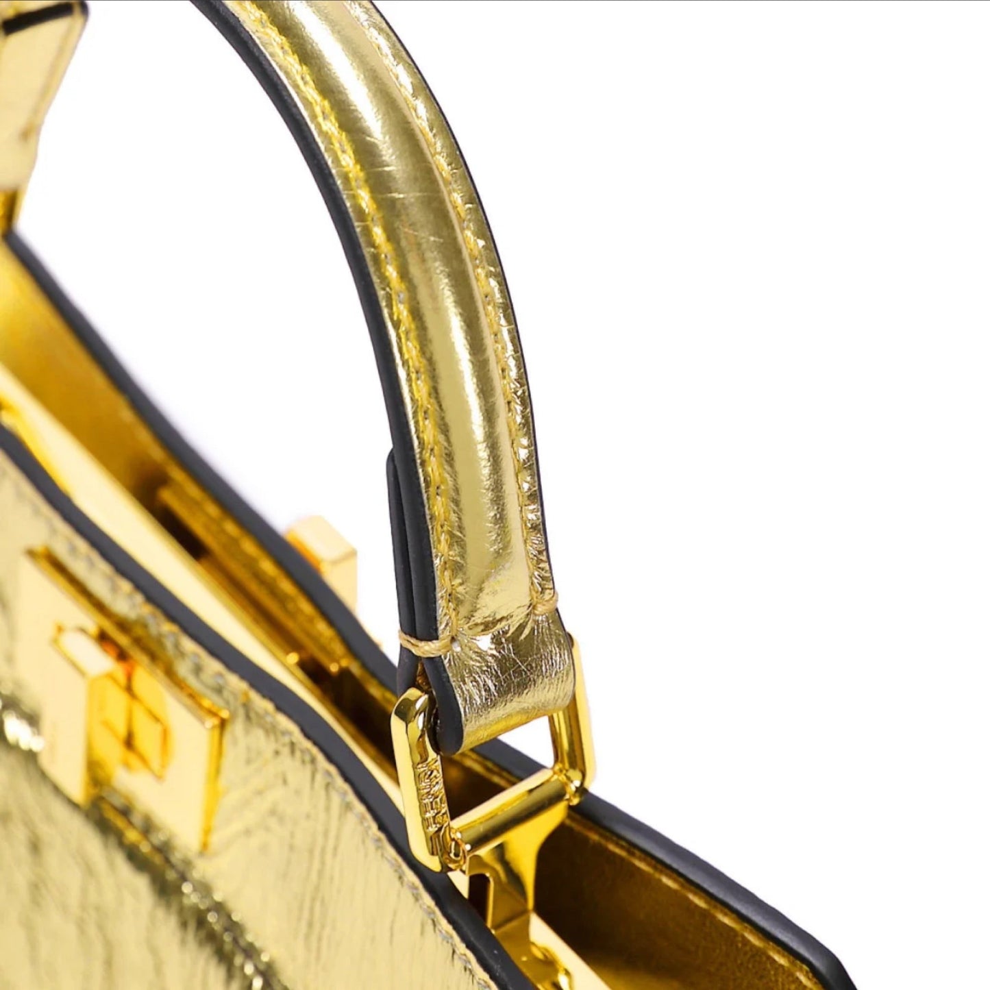 Fendi Peekaboo Gold Leather Bag