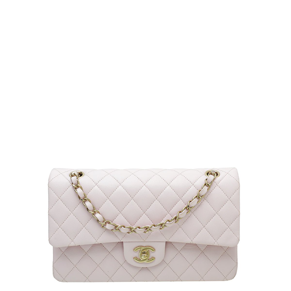 Chanel Baby Pink CC Classic Caviar Double Flap Medium Bag