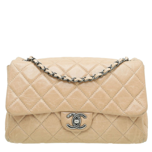 Chanel Beige CC Aged Accordion Flap Bag