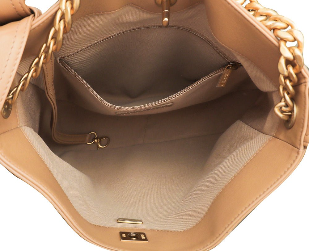 Chanel Beige CC Chain Hobo Bag