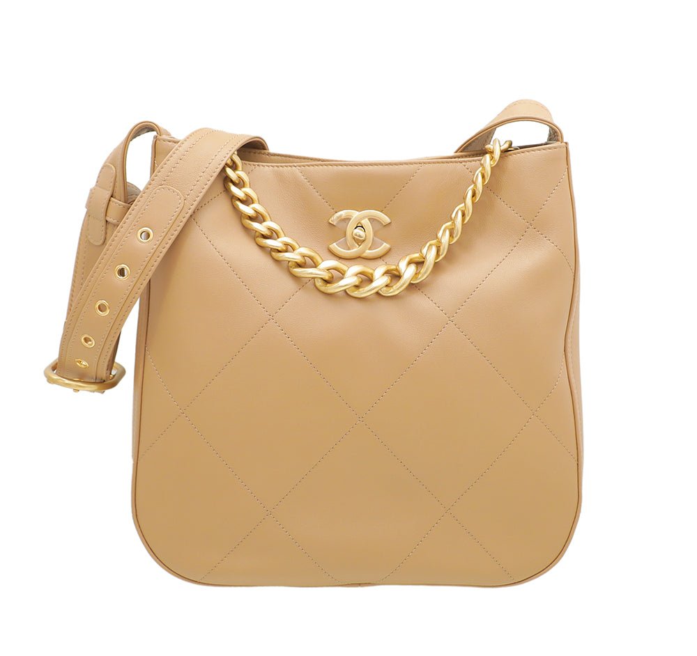 Chanel Beige CC Chain Hobo Bag