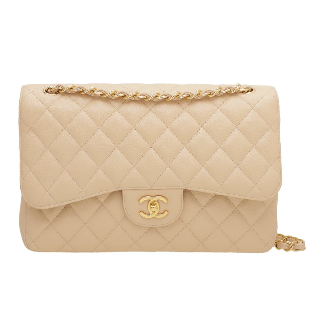 Chanel Beige CC Classic Double Flap Jumbo Bag