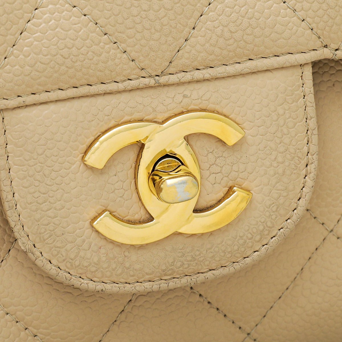 Chanel Beige CC Classic Double Flap Jumbo Bag