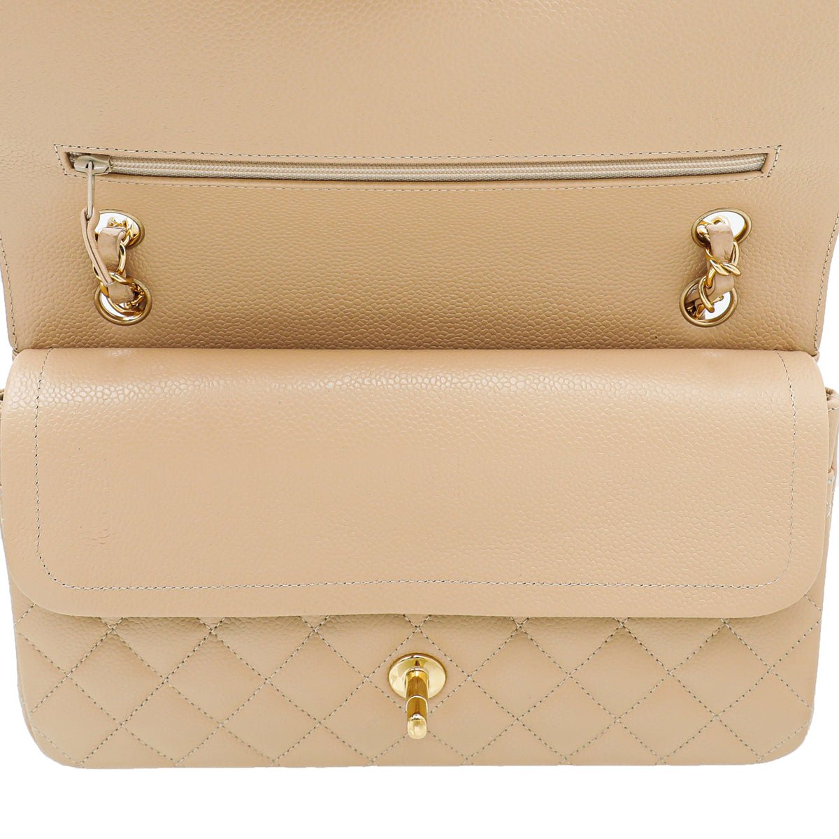 Chanel Beige CC Classic Double Flap Medium Bag