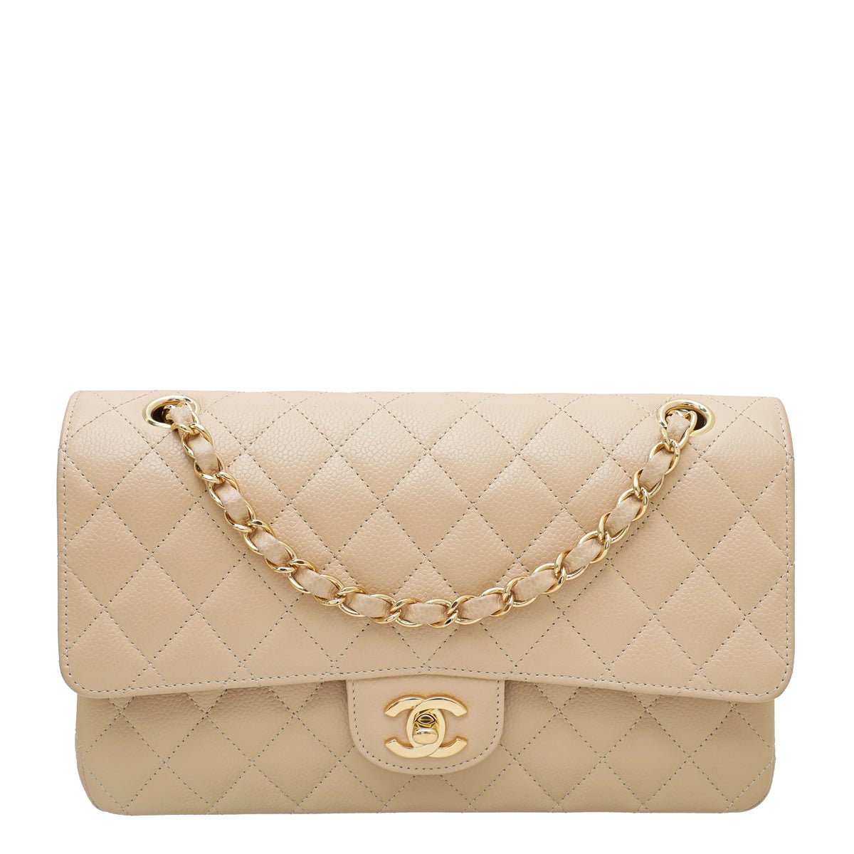 Chanel Beige CC Classic Double Flap Medium Bag