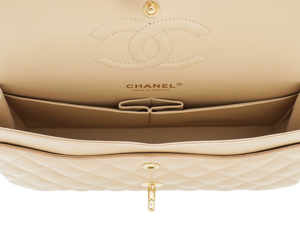 Chanel Beige CC Classic Double Flap Medium Bag