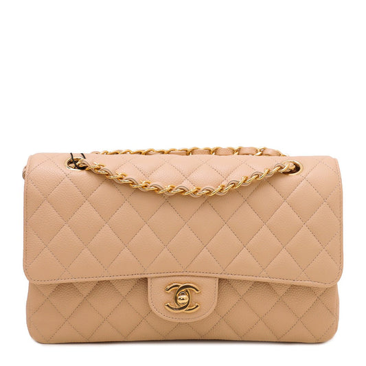 Chanel Beige CC Classic Double Flap Medium Bag