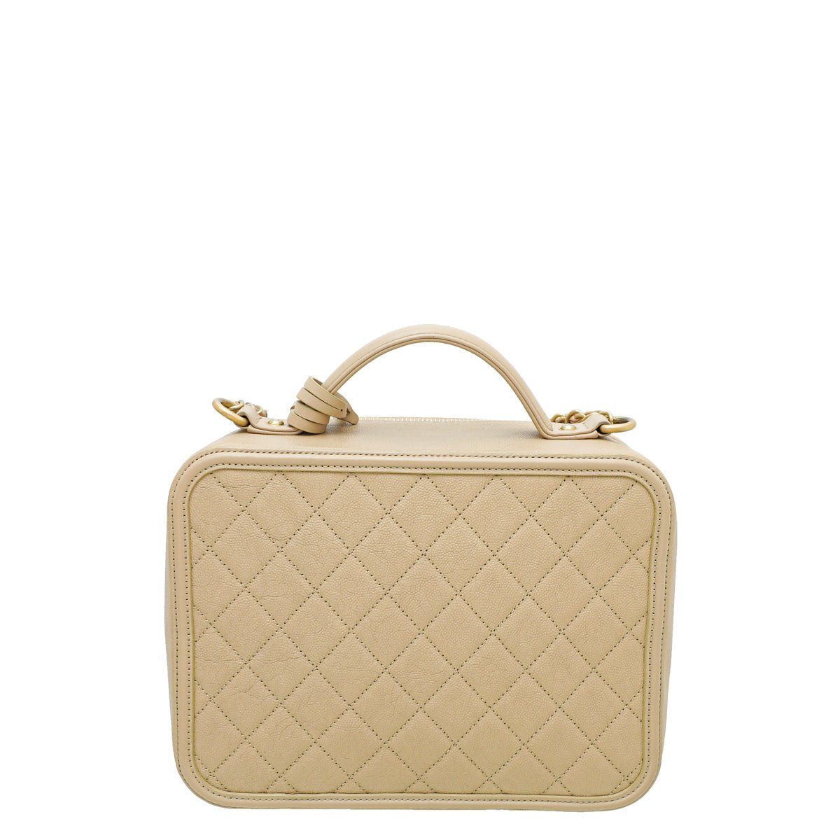 Chanel Beige CC Filigree Vanity Case Large Bag