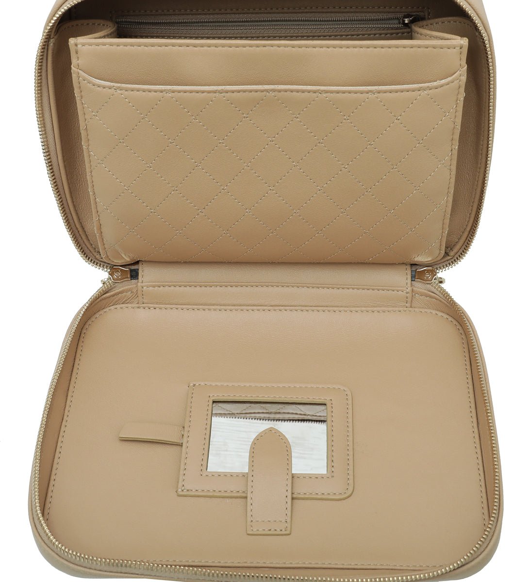 Chanel Beige CC Filigree Vanity Case Large Bag