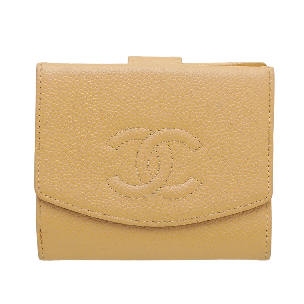 Chanel Beige CC Timeless Small French Wallet