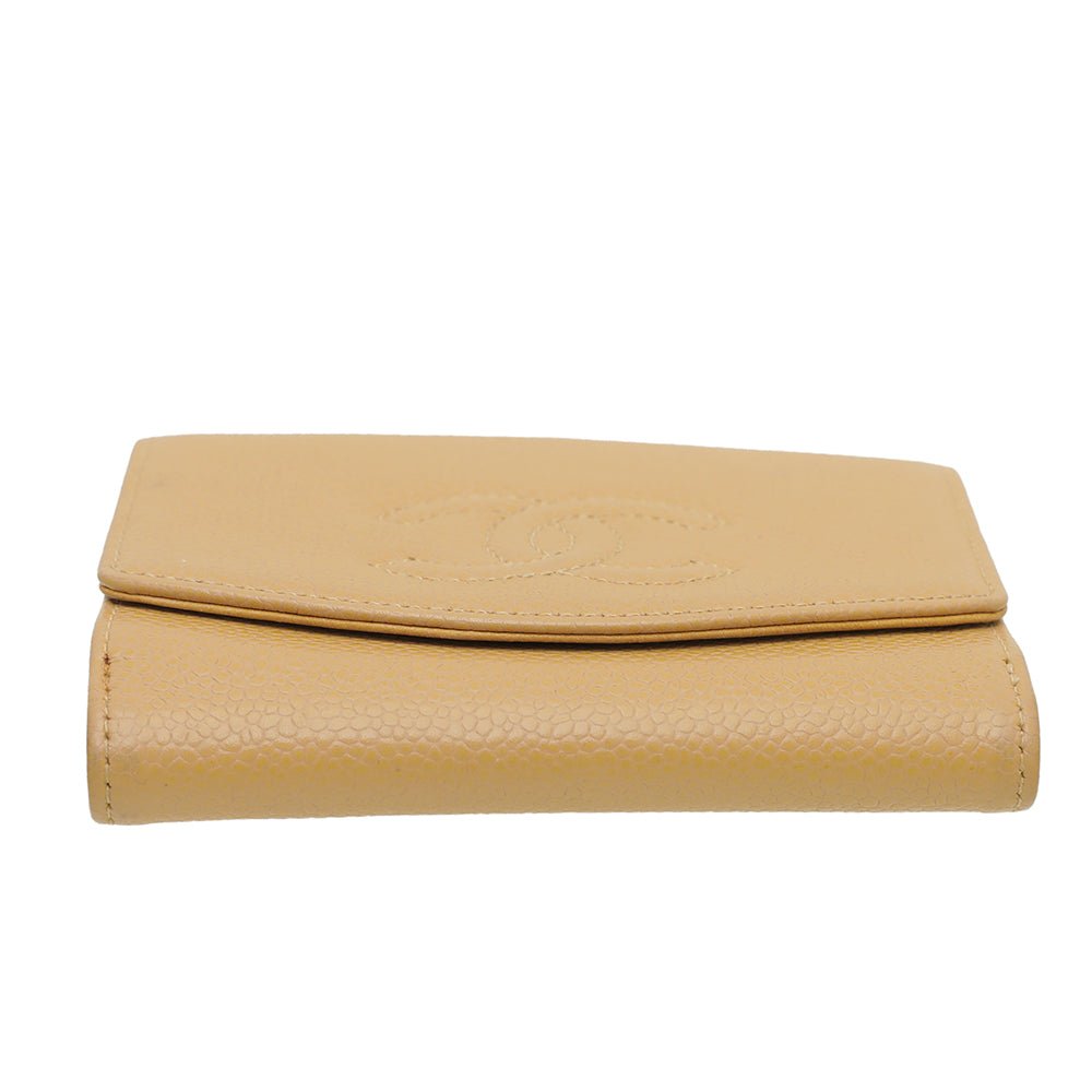 Chanel Beige CC Timeless Small French Wallet