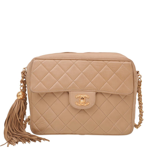 Chanel Beige CC Vintage Tassel Camera Bag