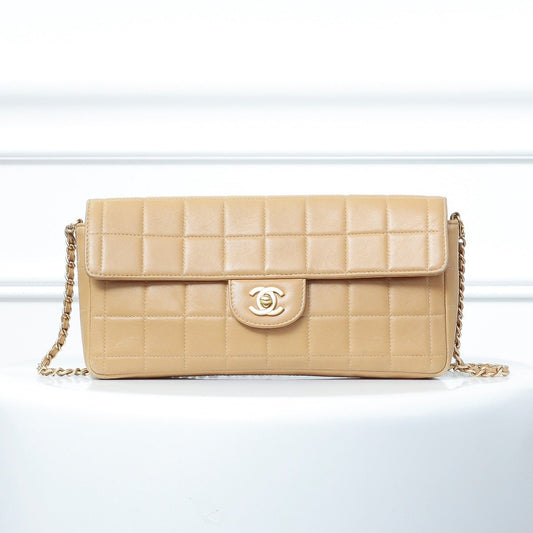 Chanel Beige Chocolate Bar Flap Medium