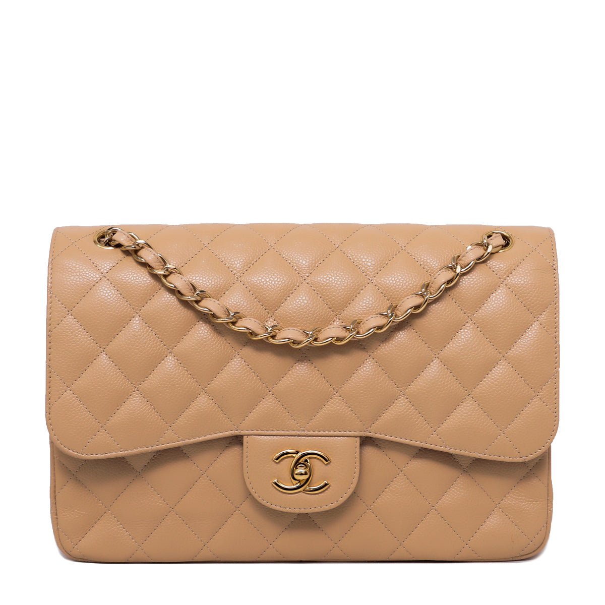 Chanel Beige Classic Double Flap Bag