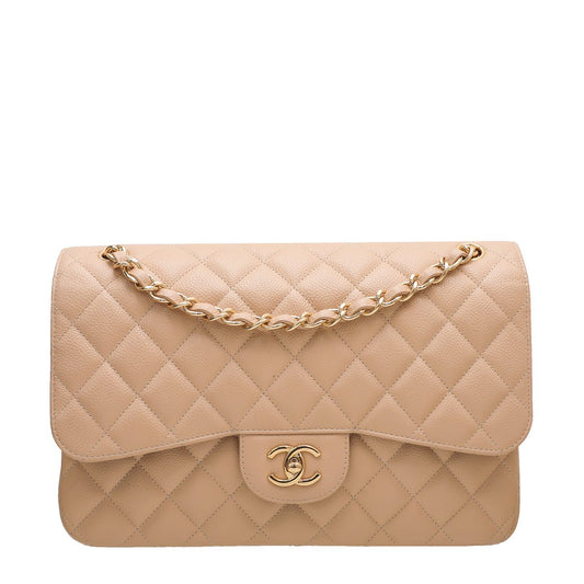 Chanel Beige Classic Double Flap Bag