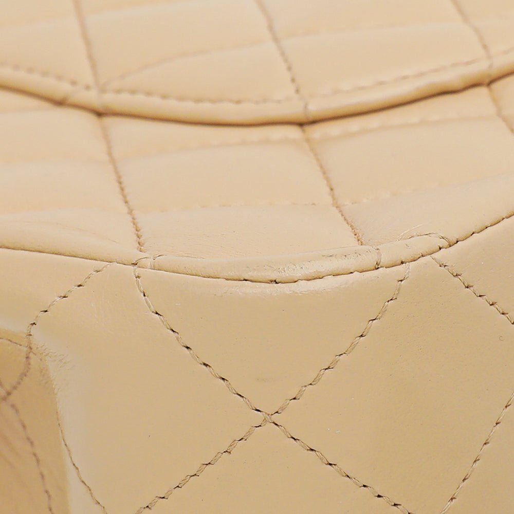 Chanel Beige Classic Double Flap Bag Medium