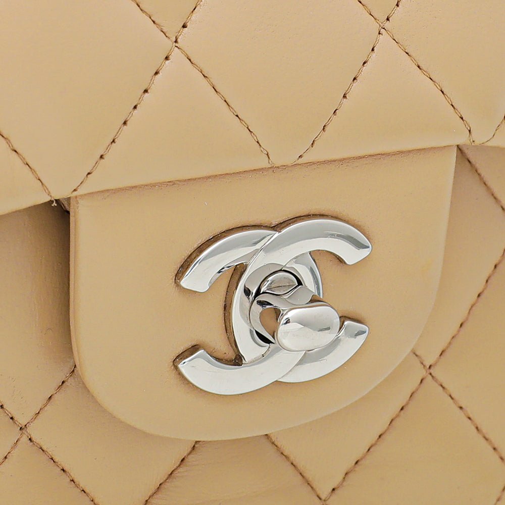 Chanel Beige Classic Double Flap Bag Medium