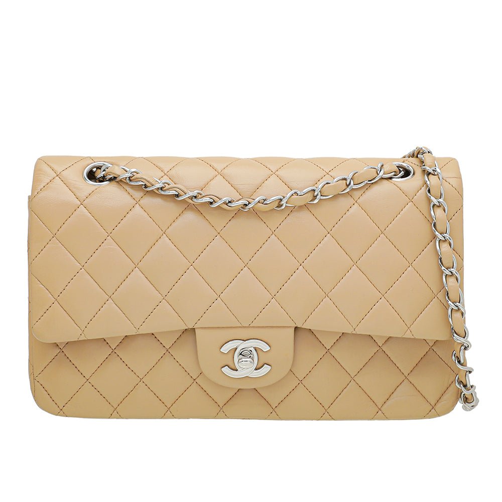 Chanel Beige Classic Double Flap Bag Medium