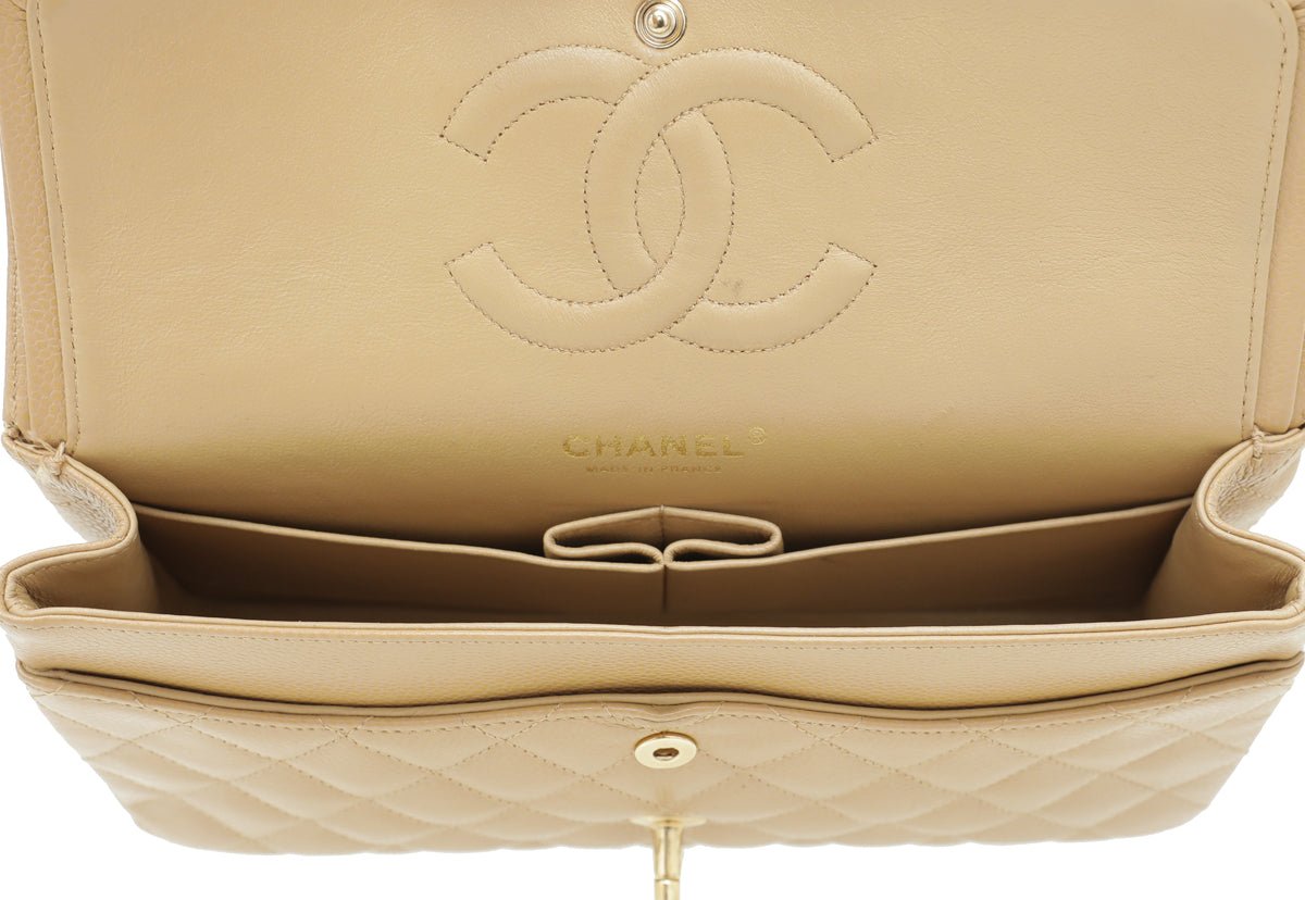 Chanel Beige Classic Double Flap Medium Bag