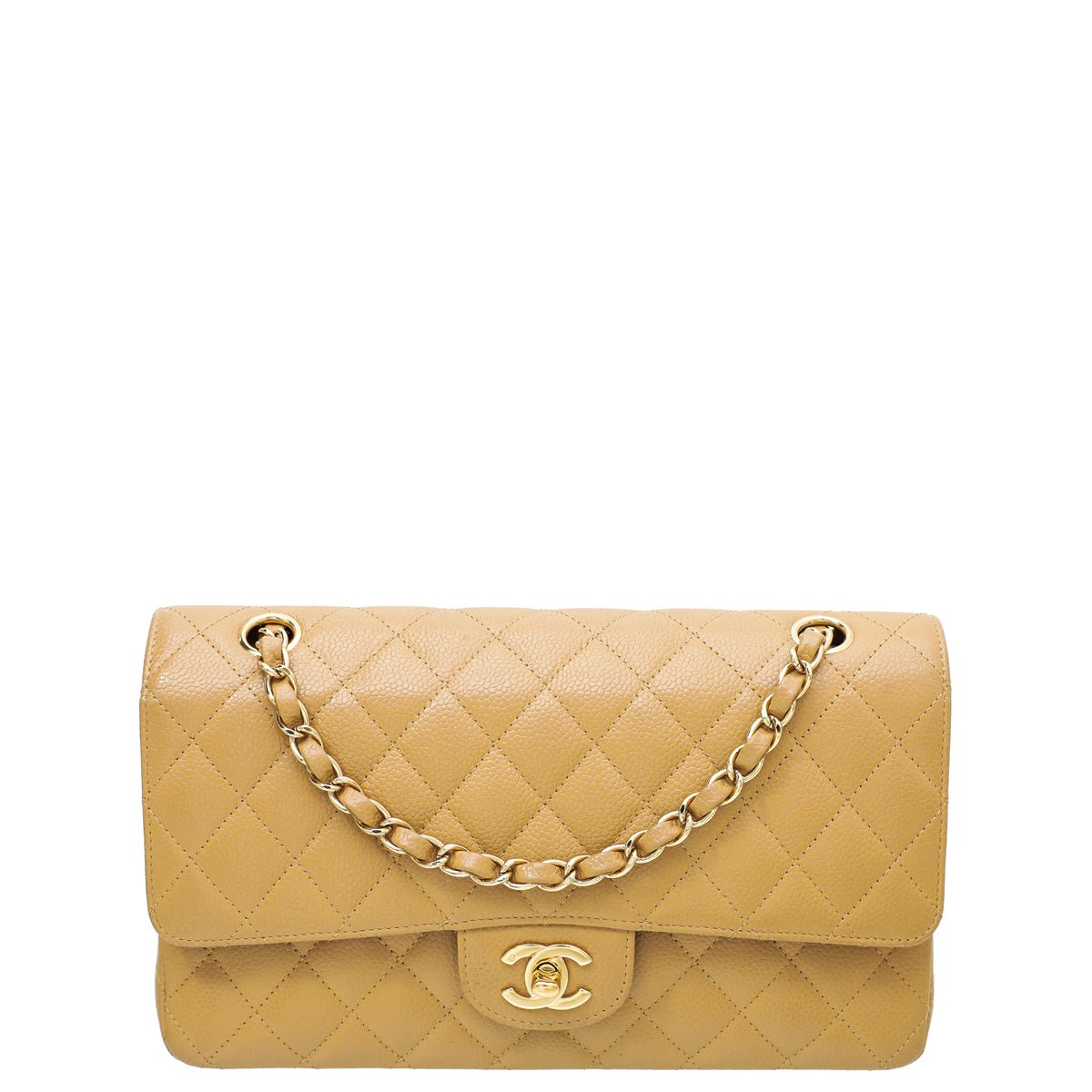 Chanel Beige Classic Double Flap Medium Bag