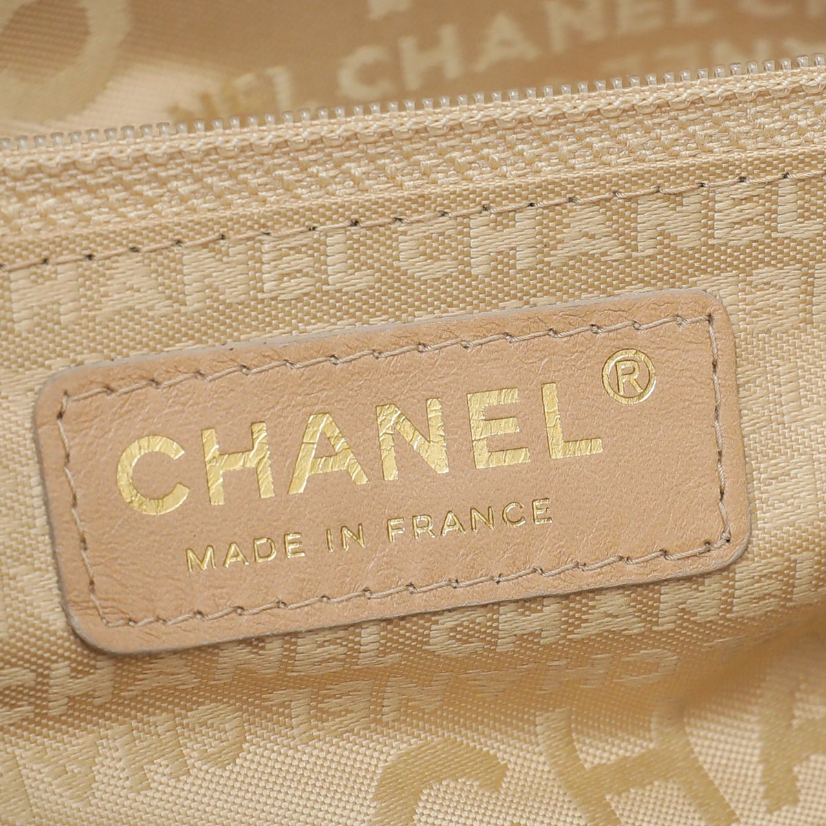 Chanel Beige Front Flap Pocket Tote Bag