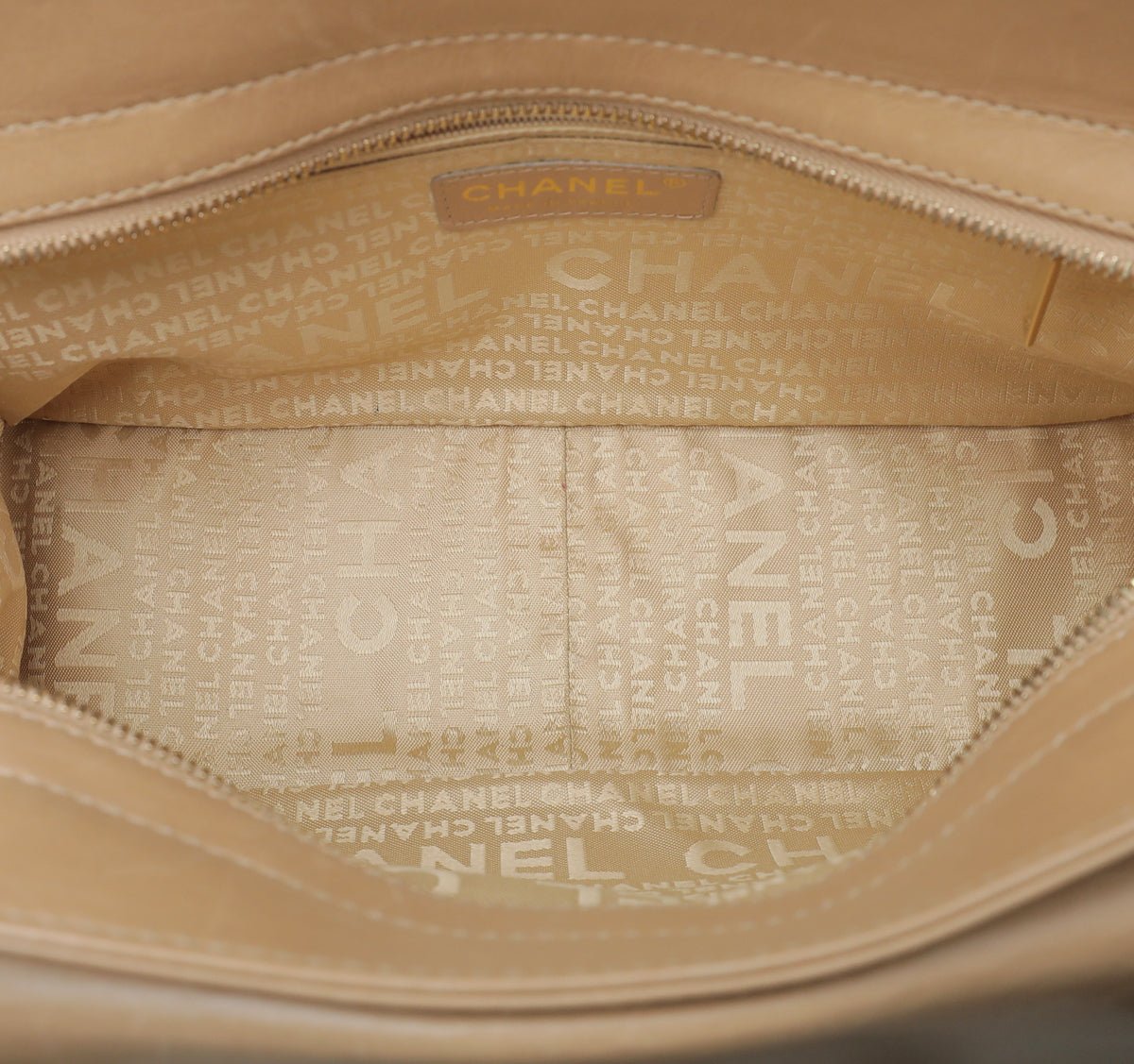 Chanel Beige Front Flap Pocket Tote Bag