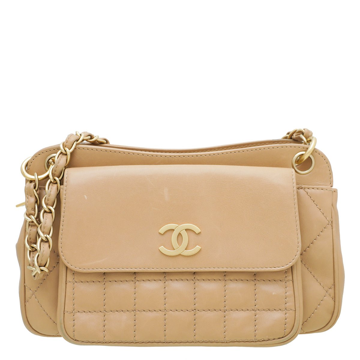 Chanel Beige Front Flap Pocket Tote Bag