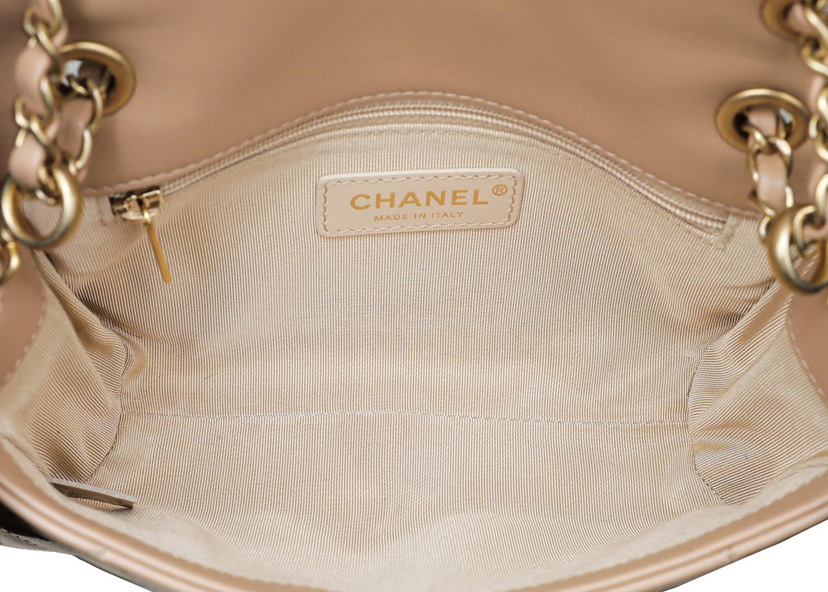 Chanel Beige Logo Enchained Flap Small Bag