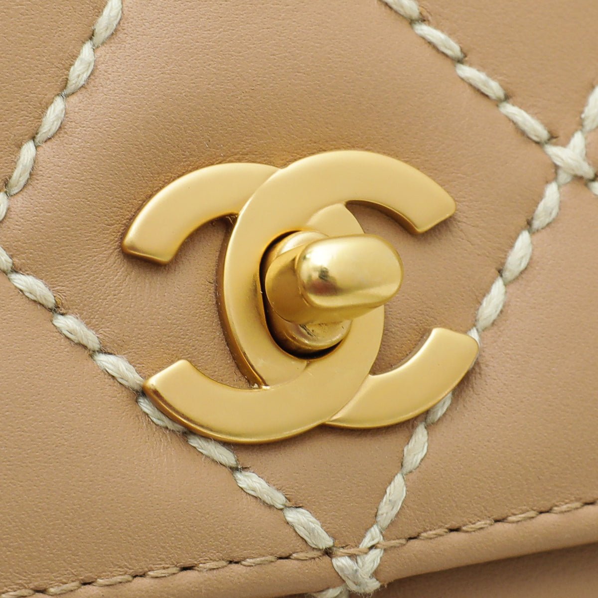 Chanel Beige Wild Stitch Flap Medium Bag