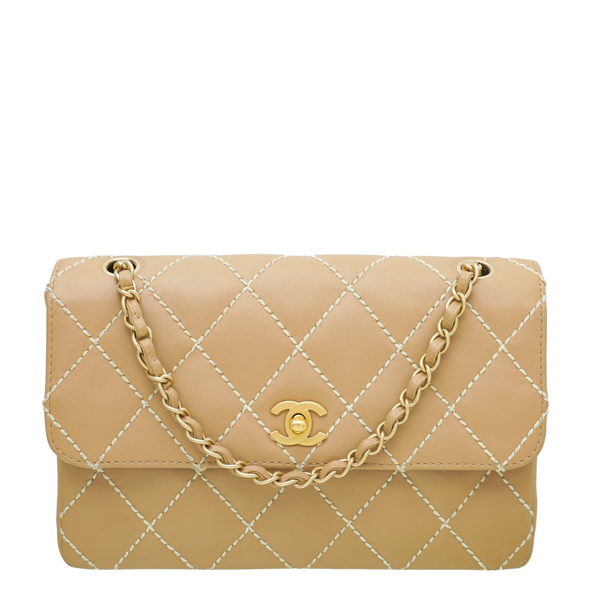 Chanel Beige Wild Stitch Flap Medium Bag