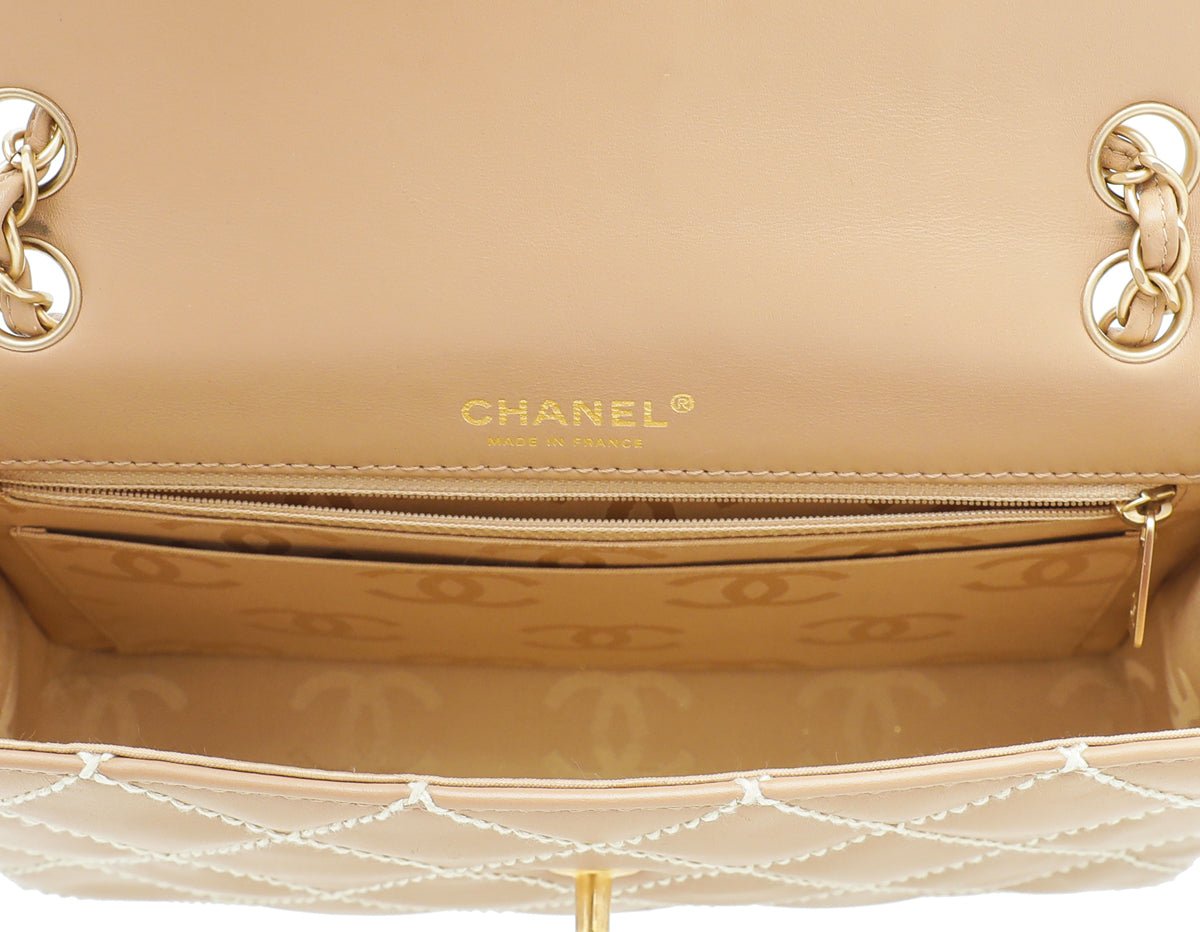 Chanel Beige Wild Stitch Flap Medium Bag