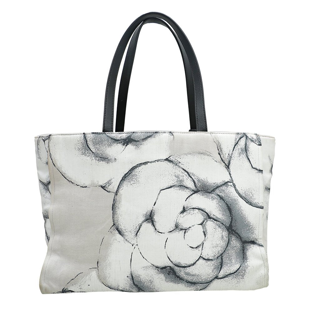 Chanel Bicolor CC Camellia Flower Print Large Tote Bag