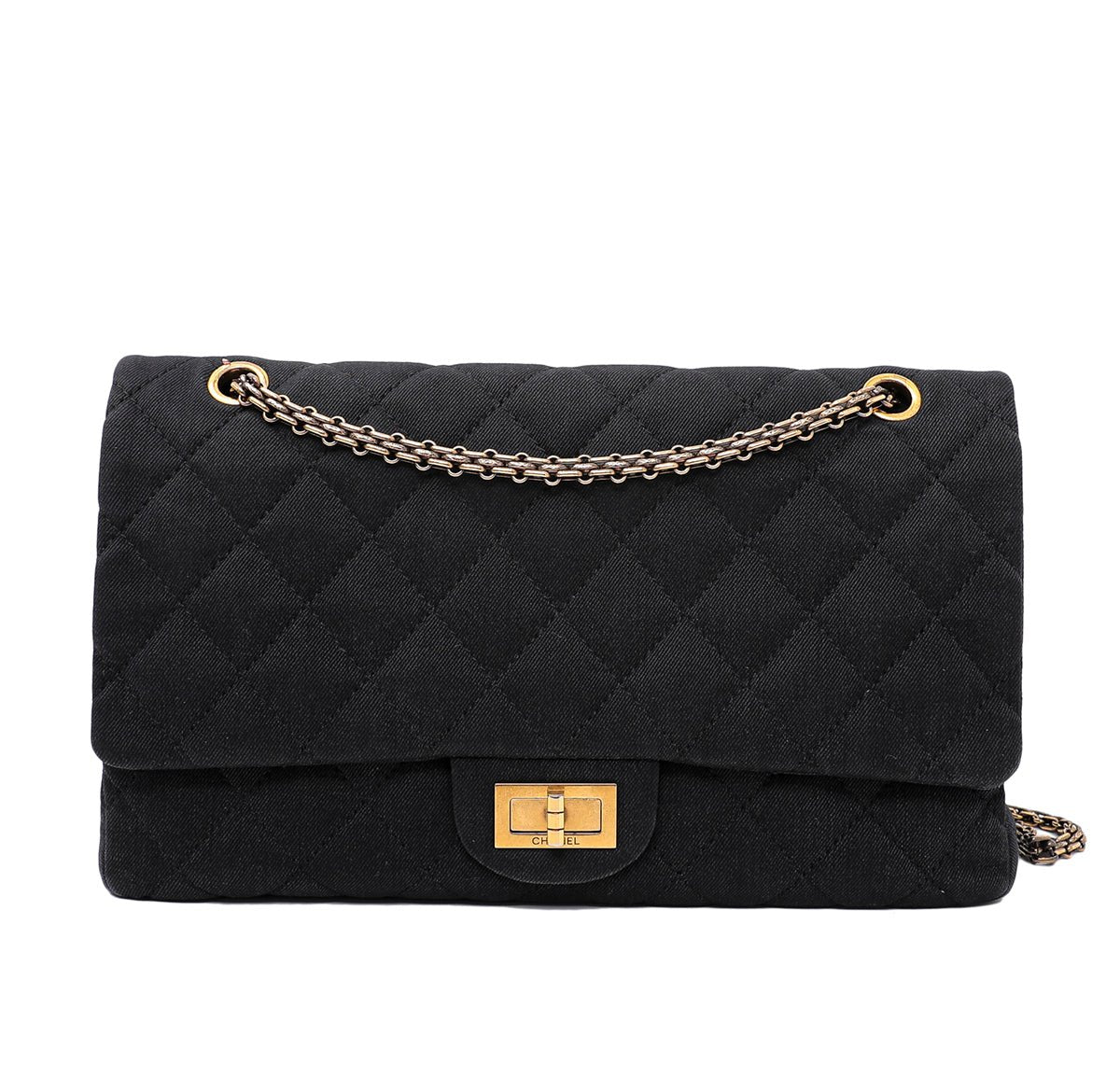 Chanel Black 2.55 Reissue 227 Classic Jersey Flap Bag