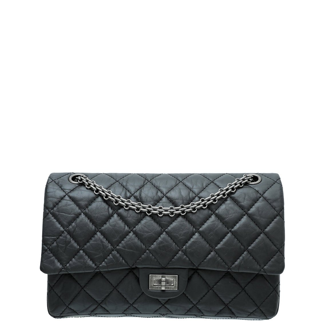 Chanel Black 2.55 Reissue Double Flap Crumpled 225 Bag