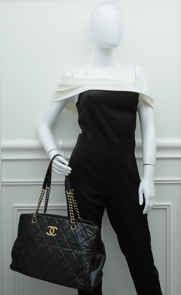 Chanel Black Aged CC Crown Tote Bag