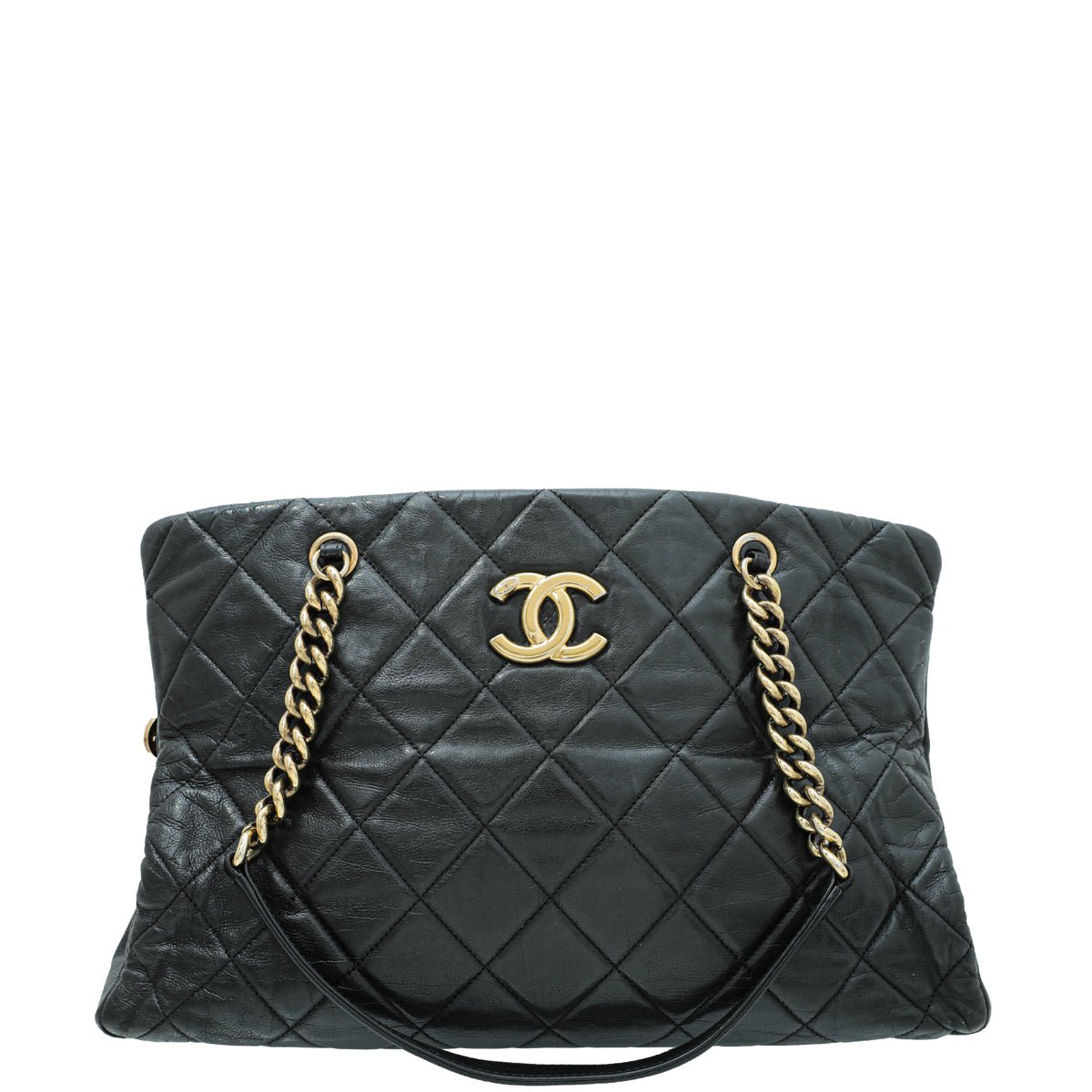 Chanel Black Aged CC Crown Tote Bag